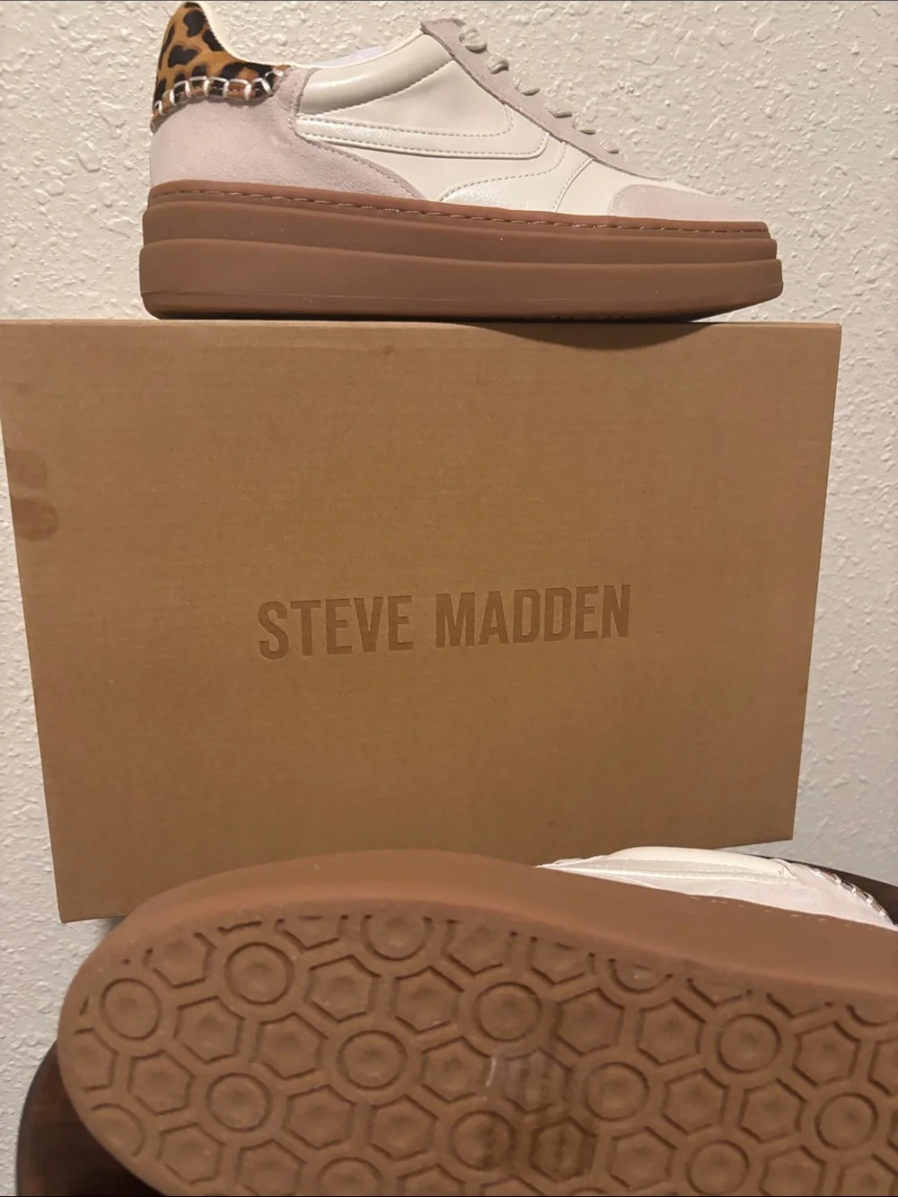 Steve Madden Cream, Tan & Leopard Platform Sneakers